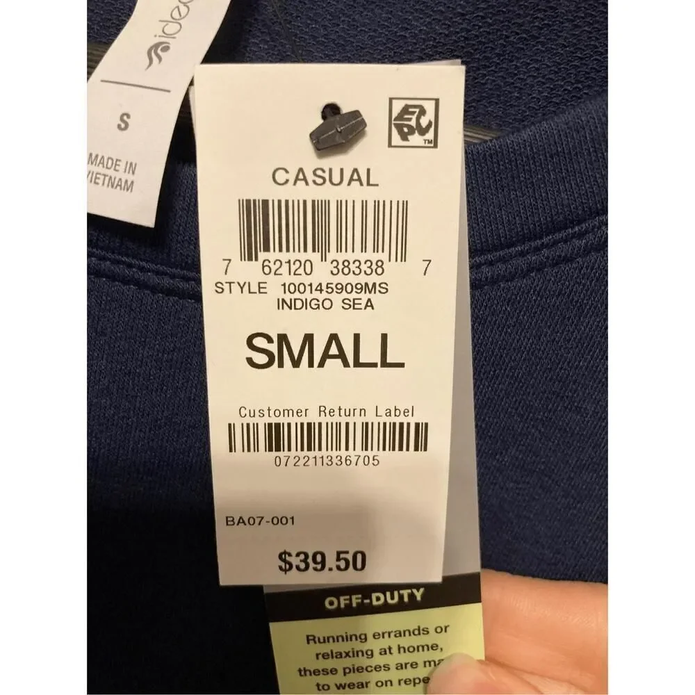 Ideology Small NWT chevron comfort sweater blue/white active top